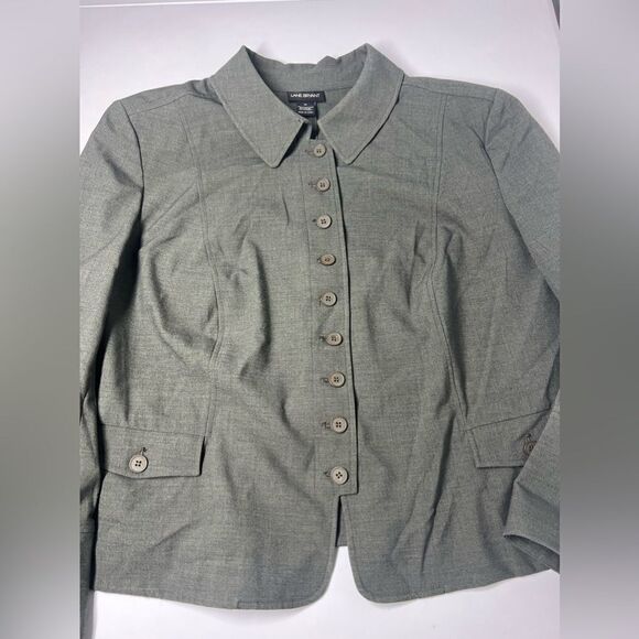Lane Bryant Olive Green Button Front Light Jacket Womens Plus Sz 26 EUC - Picture 6 of 14